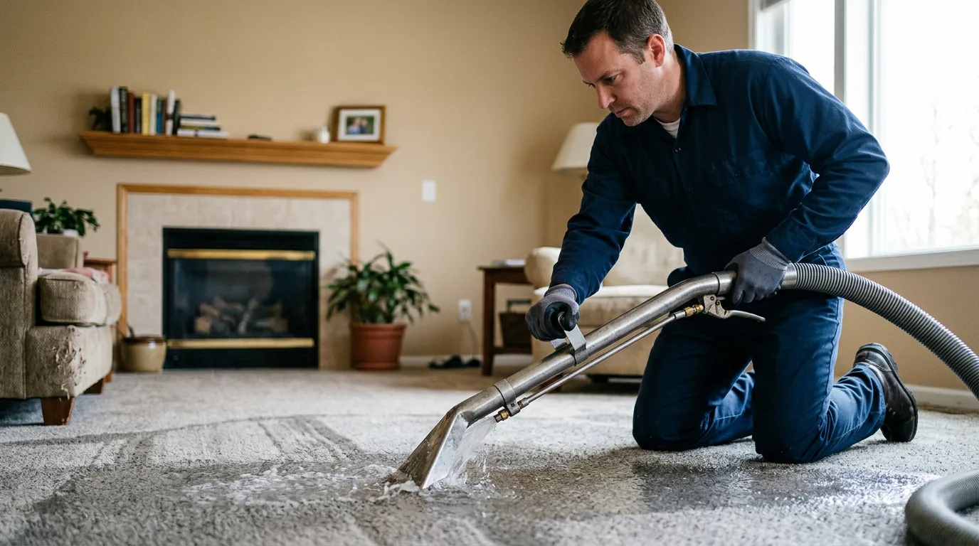 Water damage restoration technician working near Blue Eye, MO